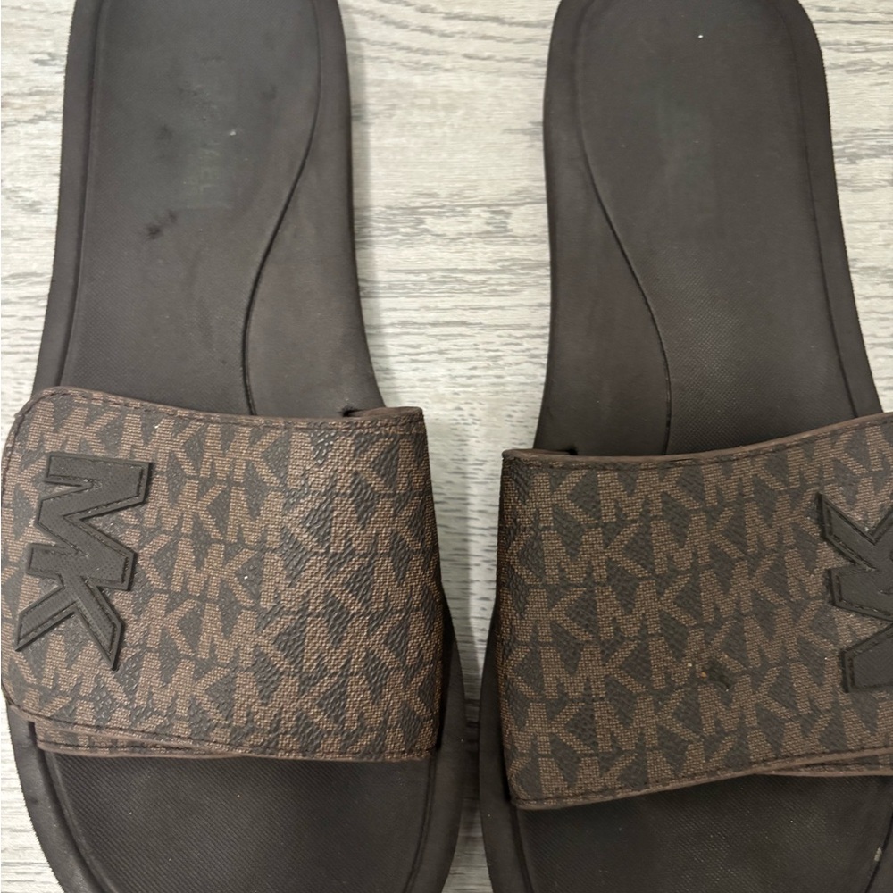 Michael Kors Brown Logo womens Slide Sandals